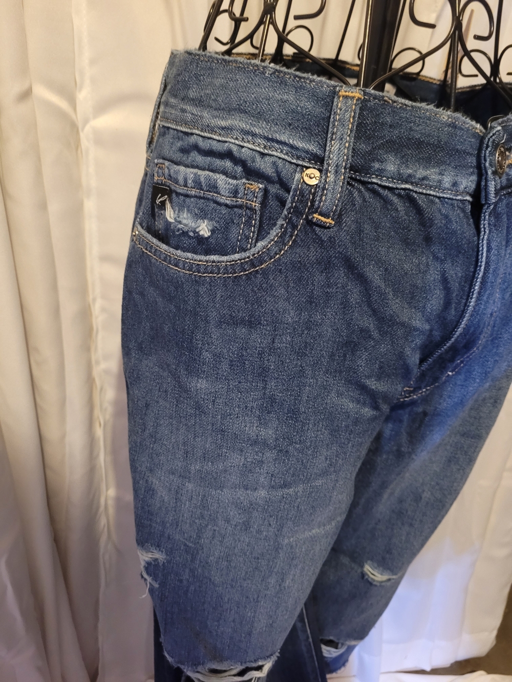 Maurices Womens Distressed Dark Blue Bootcut Jeans - Picture 2 of 5